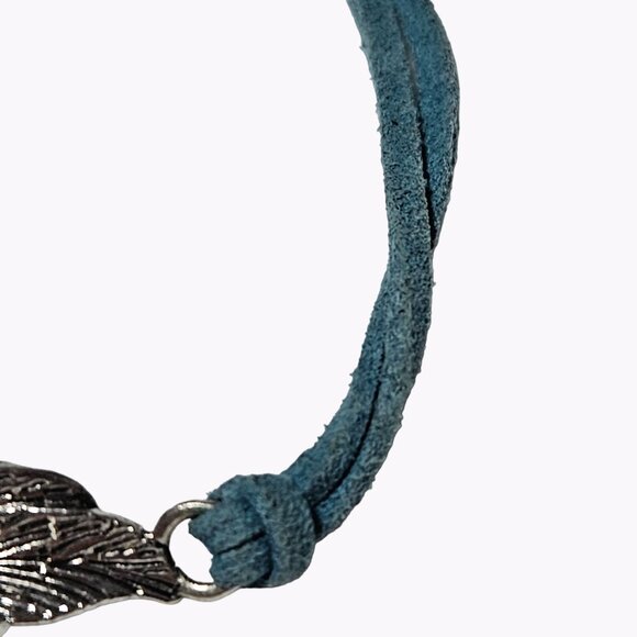 Bono Feather Charm String Bracelet Silver Tone Nature Fashion Jewelry Women - Picture 4 of 5